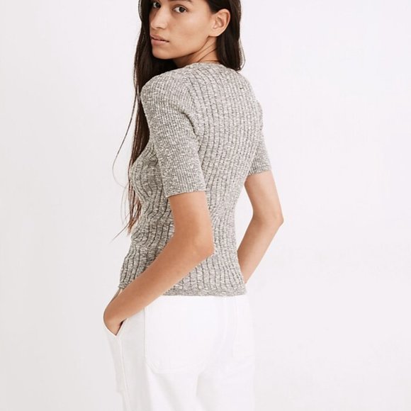 Madewell Glencrest Button-Front Sweater Tee - Size Medium - NWT - Picture 2 of 6